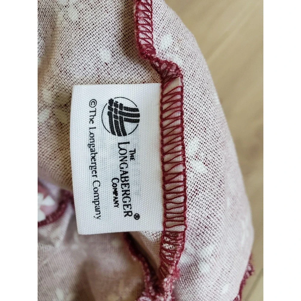 Longaberger Red Floral Basket Bonnet & Napkin Set 2 Pc Cotton Liner Made In USA